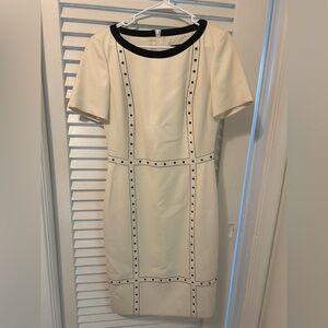 Rena Lange Cream Mini Dress with Black Detailing